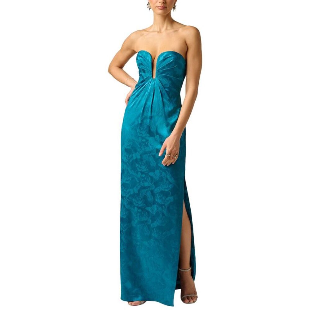 Adrianna Papell Womens Woven Jacquard Long Dress, Blue